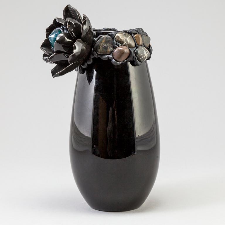 ZANDRA AHL, vase in mixed media, signed with label.