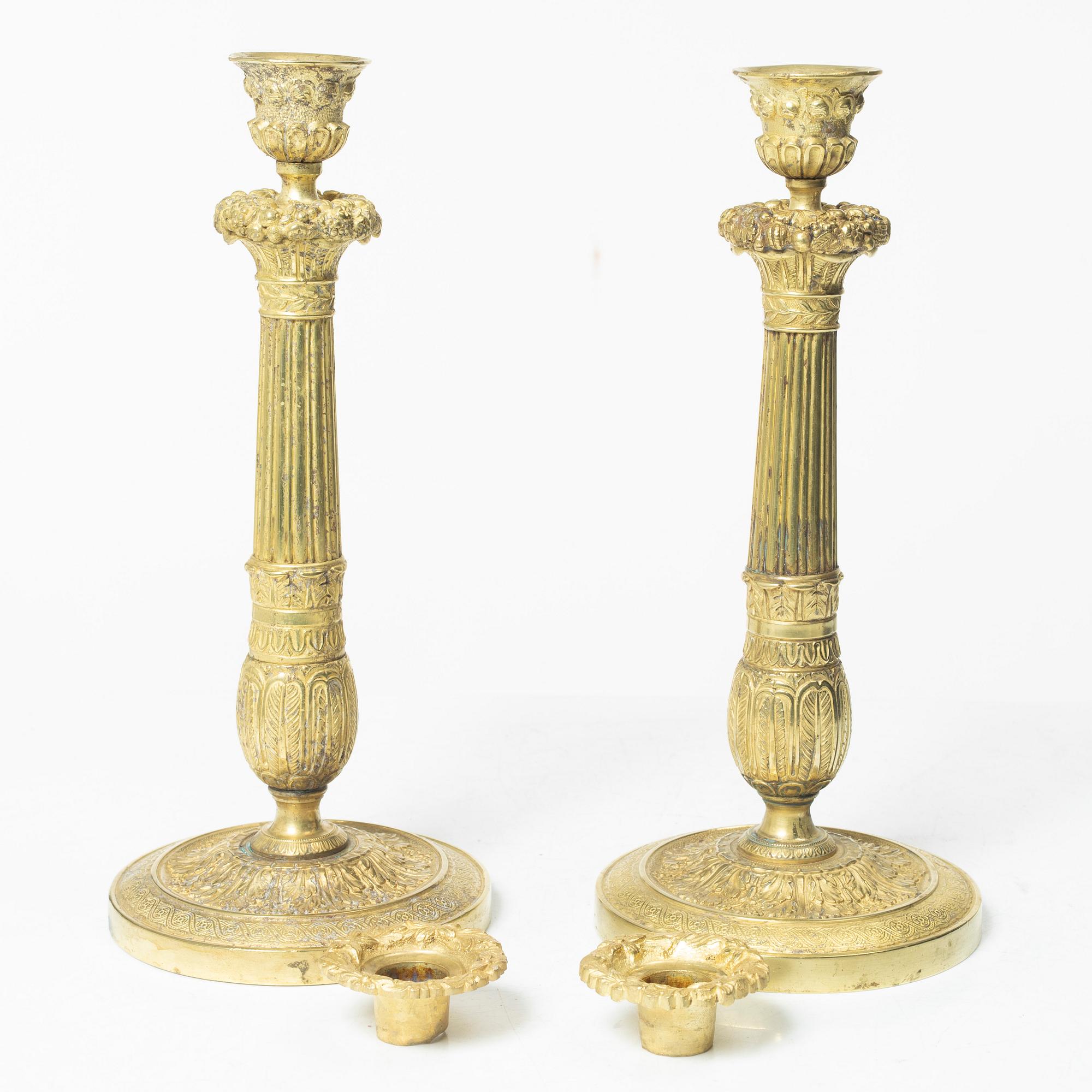 Ljusstakar, ett par, Frankrike, 1800-talets första hälft/mitt.