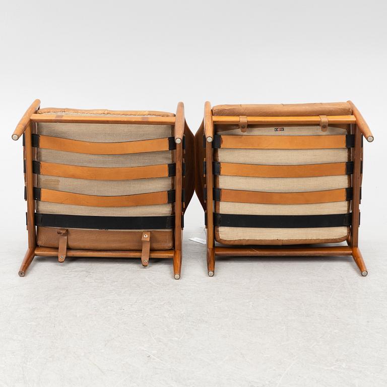 A pair of Ingemar Thilmark armchairs, 'Läckö' for OPE furniture, 1960/70's.