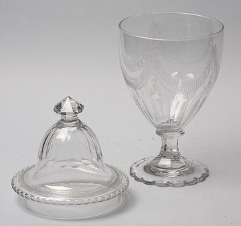 POKAL MED LOCK, glas, 1800-talet senare hälft.