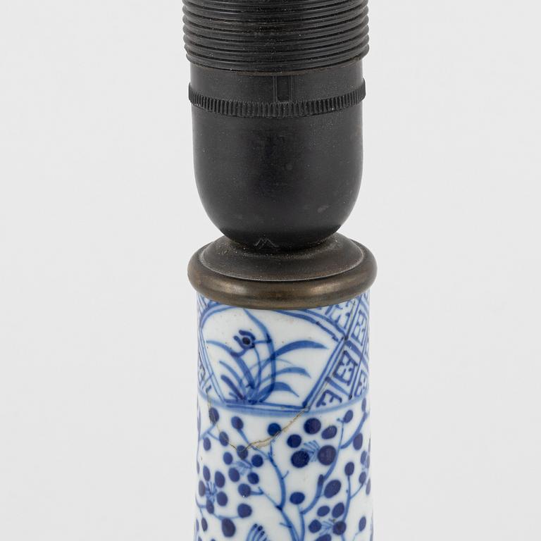 A Kangxi style porcelain table lamp, China, circa 1900.