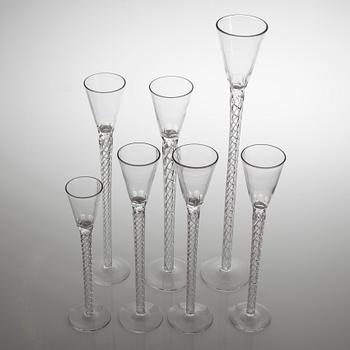 Seven glasses, 20th century.