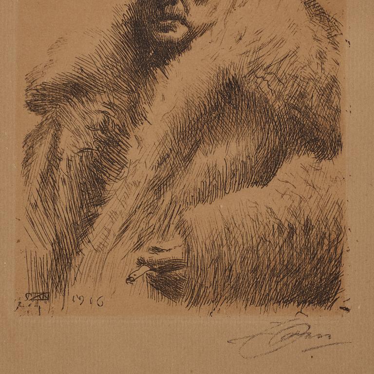 Anders Zorn, "Självporträtt i vargskinnspäls".