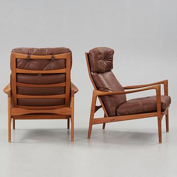 Ib Kofod-Larsen, a pair of 'Kandidaten' easy chairs, OPE Möbler, Sweden 1960's.
