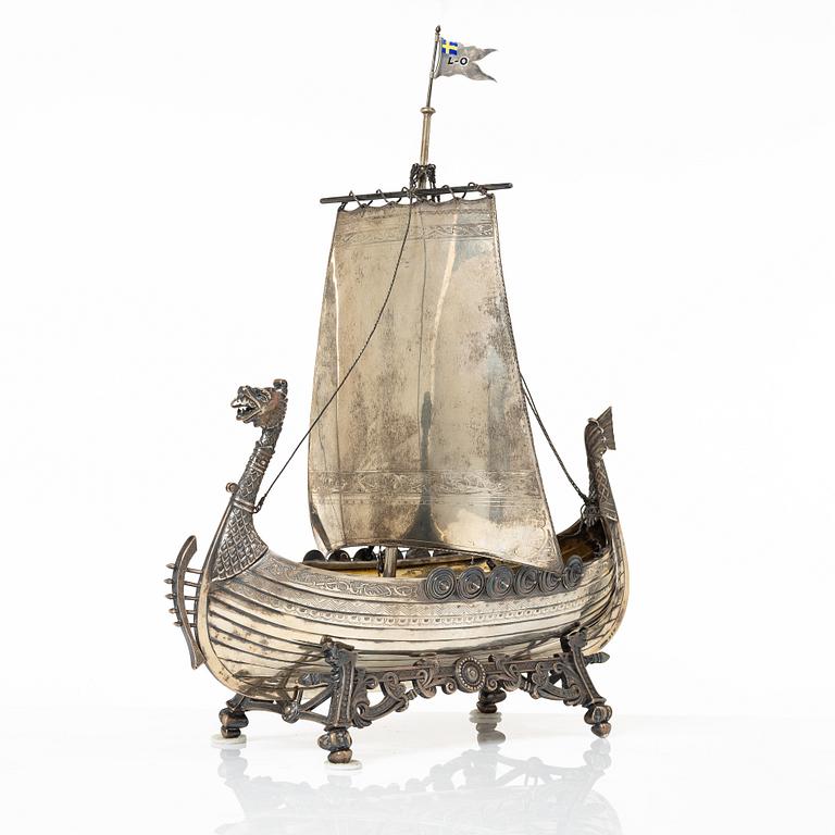 Karl Anderson, a silver viking ship figurine, Stockholm 1905.