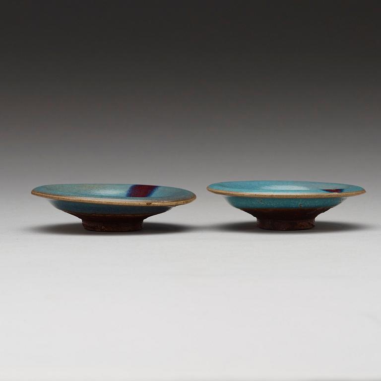 Two small lavender blue glazed Jun dishes, Yuan dynasty (1279-1368).