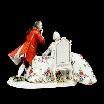 FIGURGRUPP, porslin, rokokostil, utl. stämpel. 1900-tal.