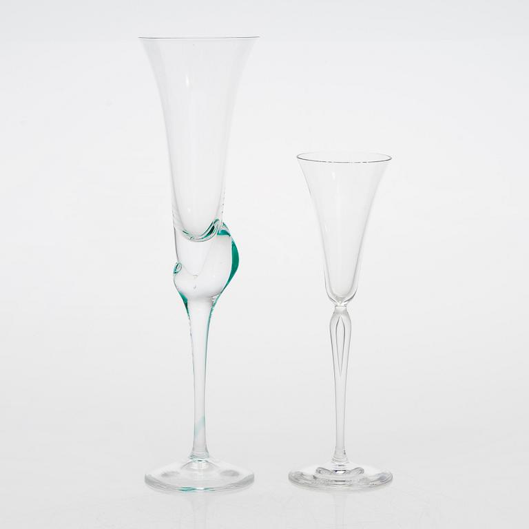 Schnapps glasses, 12 pcs, Studio-Linie Rosenthal and champagne glasses 6 pcs Czech Republic, late 20th century.