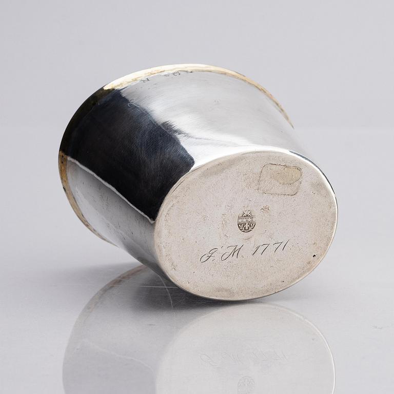 A Swedish parcel-gilt silver hunter’s beaker, mark of Pehr Zethelius, Stockholm 1771.