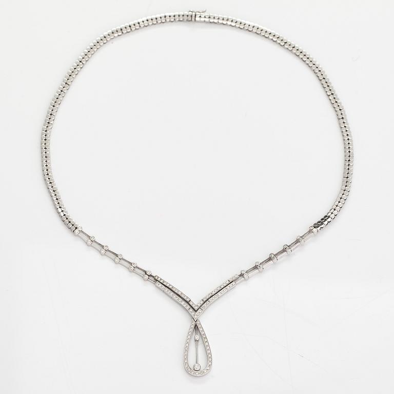 An 18K white gold necklace with diamonds ca. 1.25 ct in total.