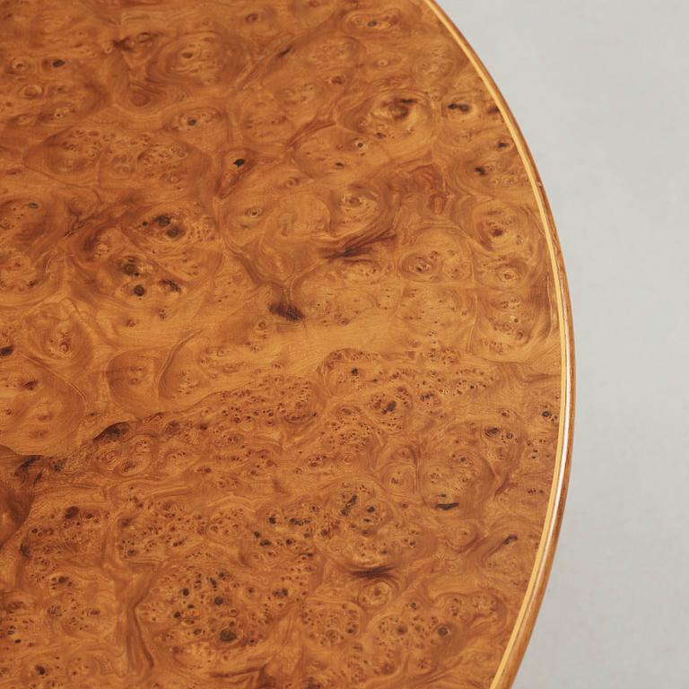 a burled wood top table, deisgned by Josef Frank for Svenskt Tenn Sweden, probably 1950-60's.