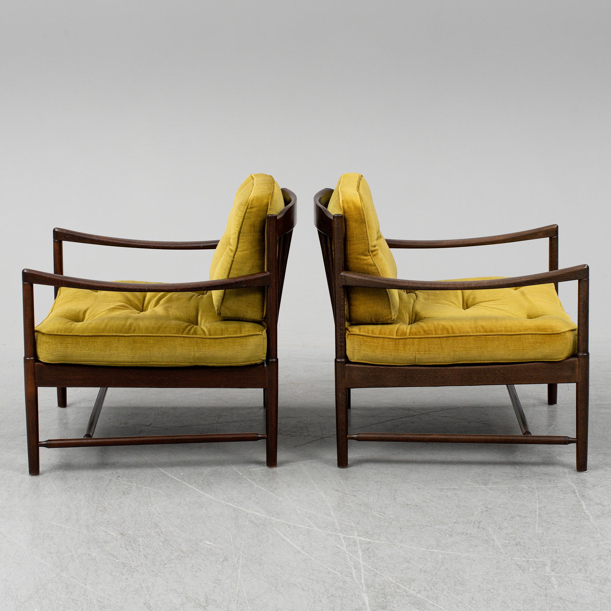 A 1960's pair of 'Bristol' easy chairs by Pethrus Lindlöf.