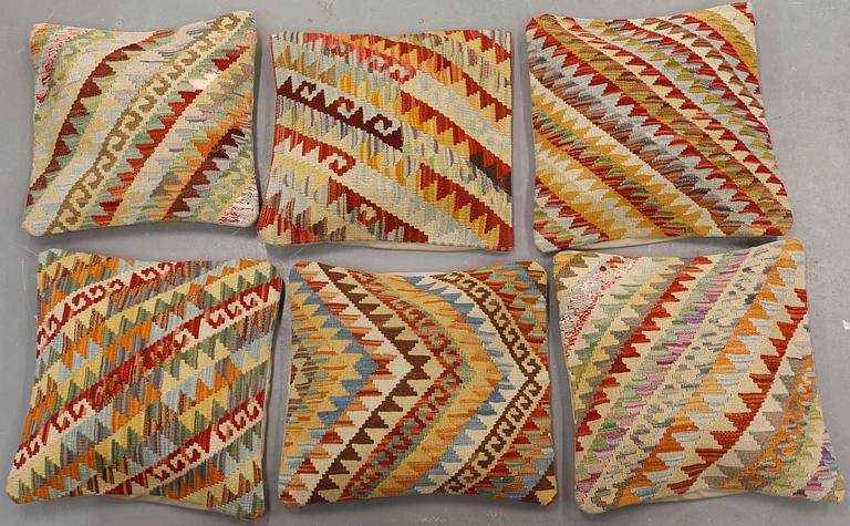 Six kilim cushions, Ca 45 x 45 cm.