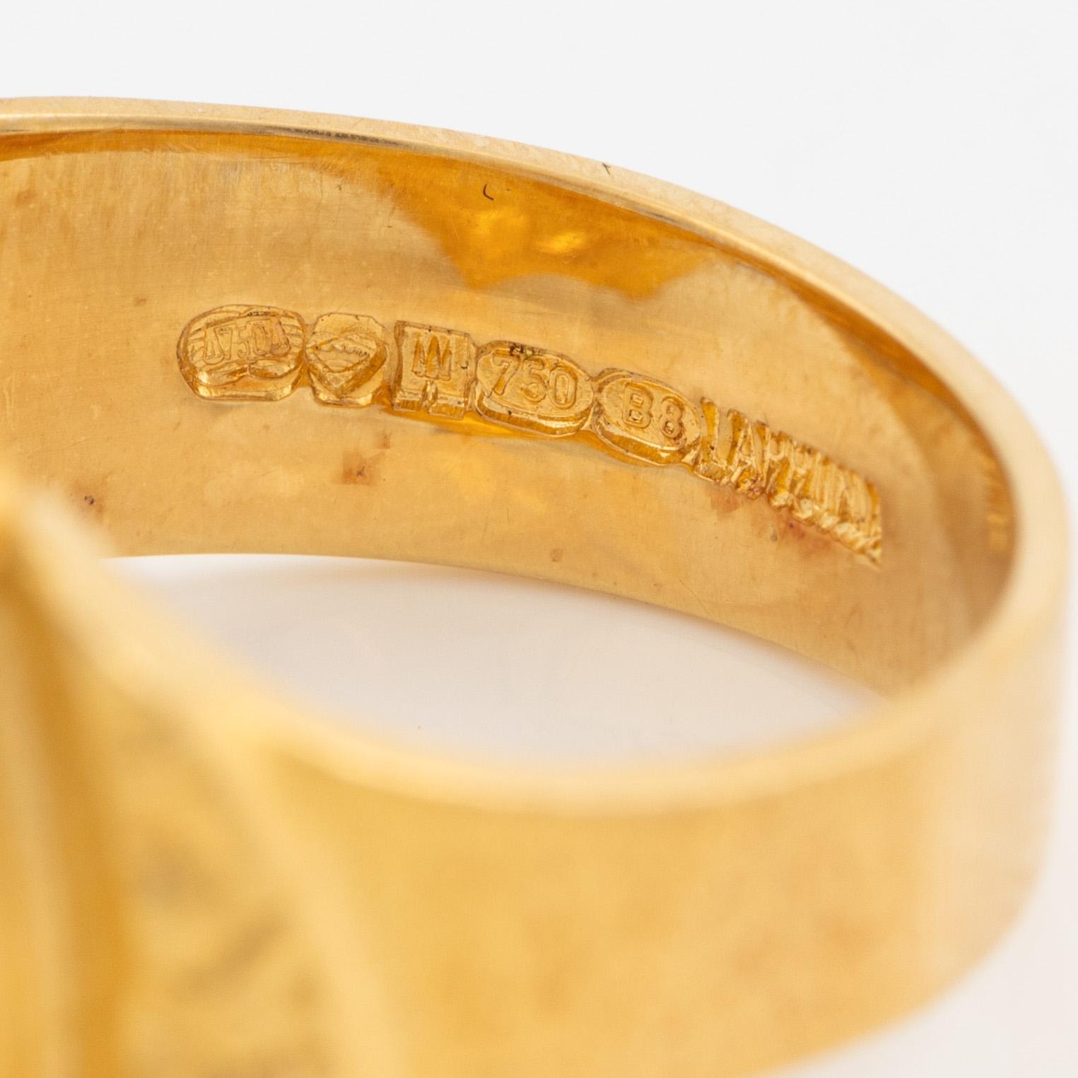 Björn Weckström, ring, 18K guld med åttkantslipade diamanter, Finland 1979. För Lapponia.