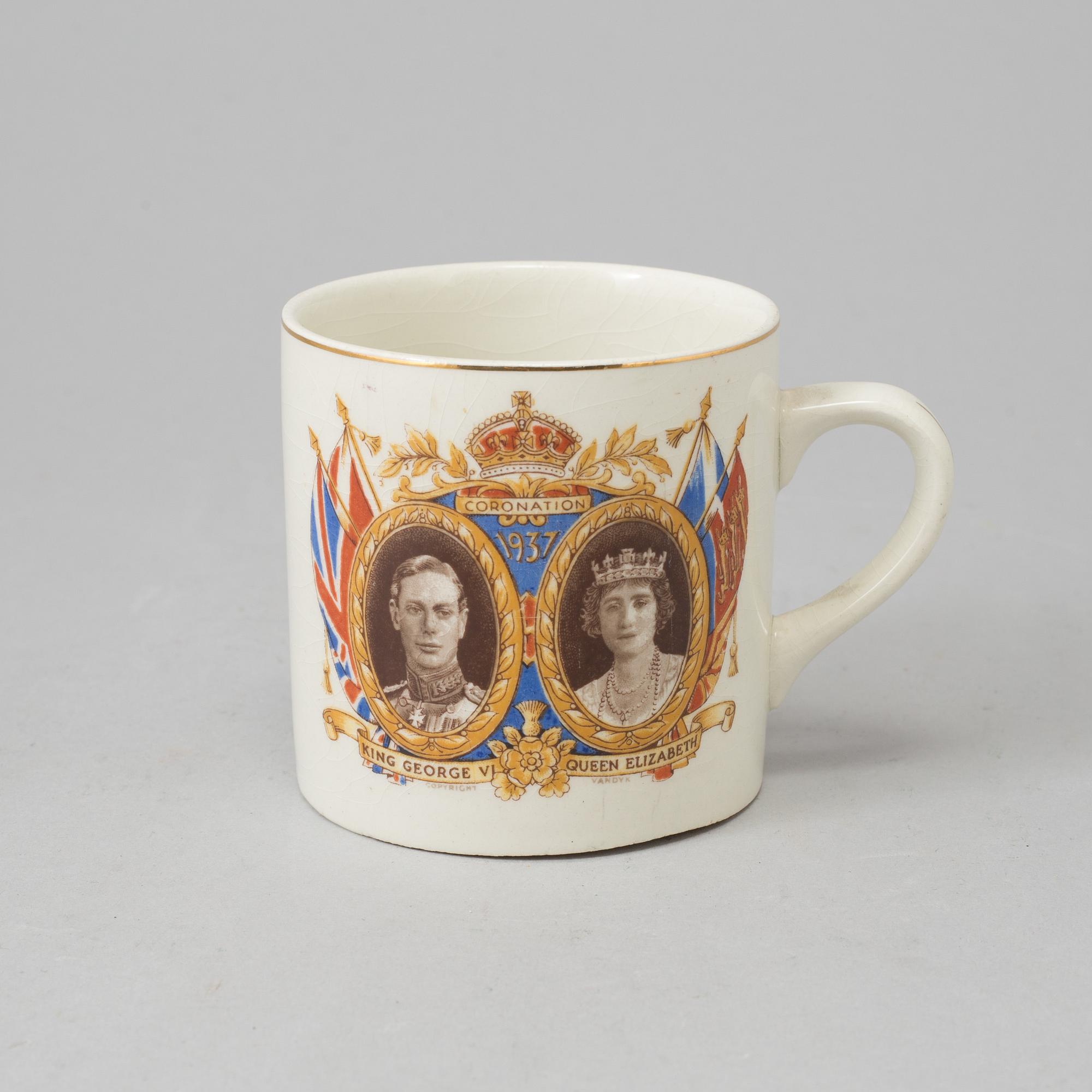 A coronation mug of King George VI and Queen Elisabeth 1937.