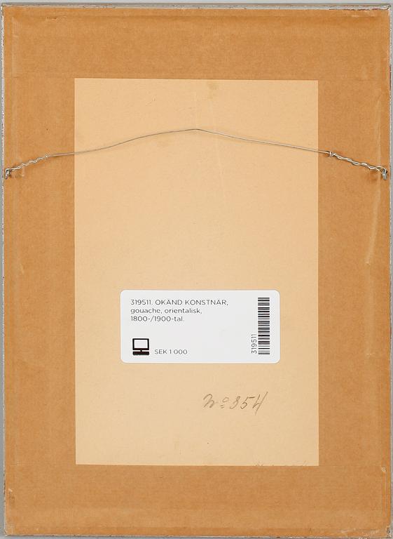 OKÄND KONSTNÄR,, orentalisk, gouache, 1800-/1900-tal.