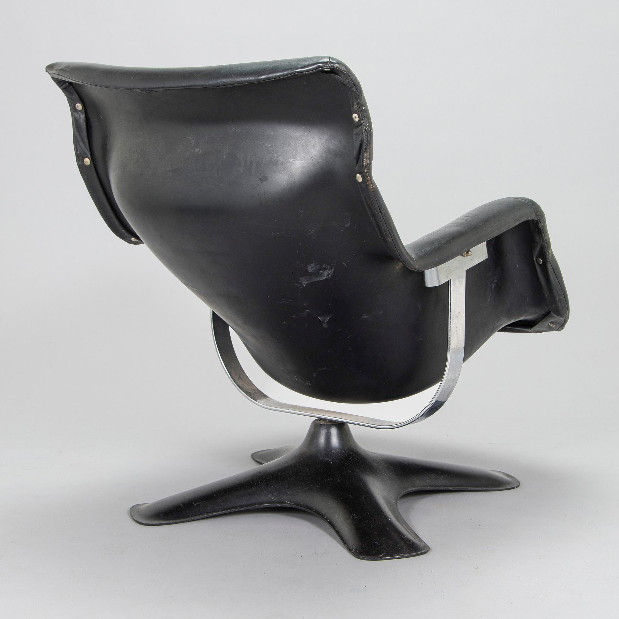 Yrjö Kukkapuro, a late 1960s  'Carousel' armchair and stool for Haimi Finland.