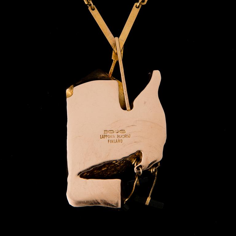 BJÖRN WECKSTRÖM, Spring of Meriba, 14K guld, turmaliner, Lapponia 1973.