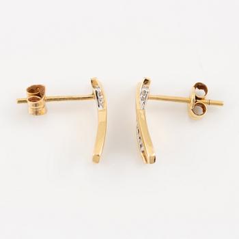 Earrings, 18K gold with small diamonds.