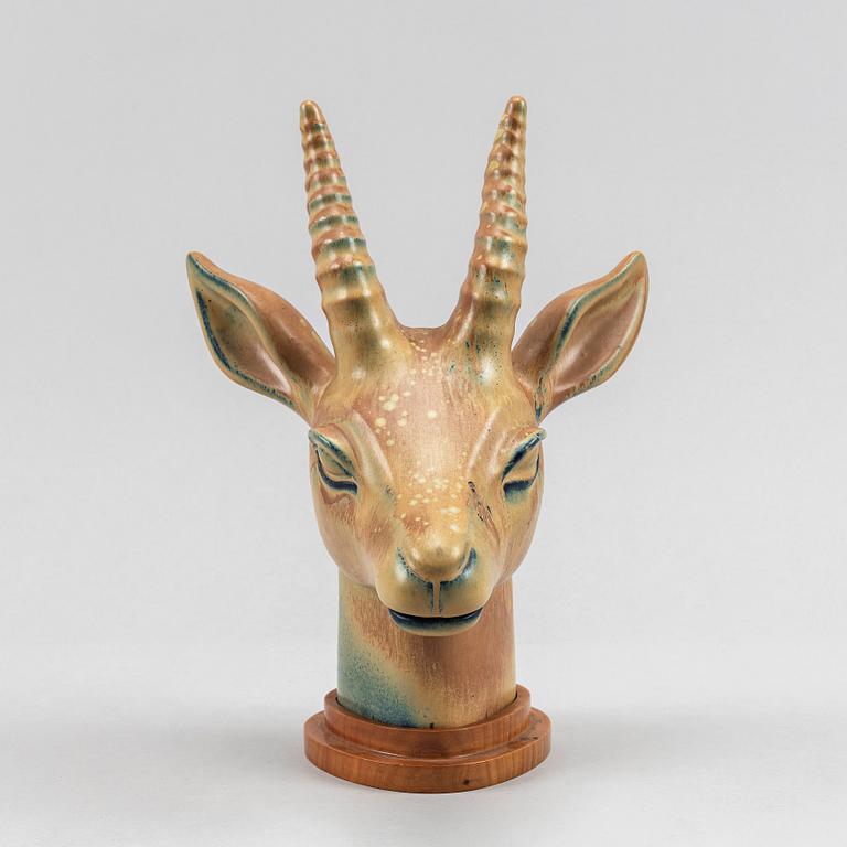 Gunnar Nylund, an antelope stoneware sculpture for Rörstrand.