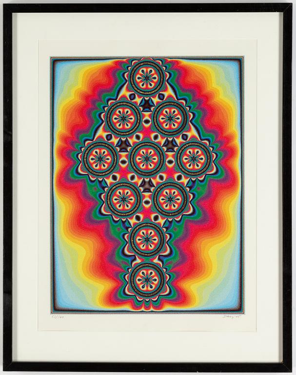 Sture Johannesson, färglitografi med prägling, 2005, signerad 53/160.