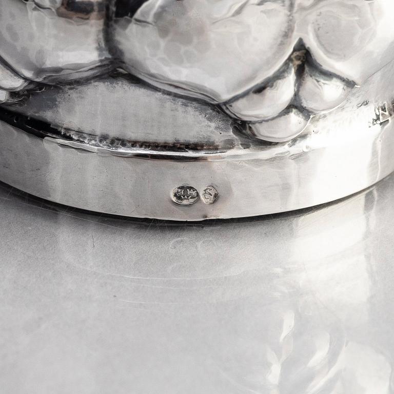 Georg Jensen, an 830/1000 silver tea caddy, Copenhagen ca 1915-1919, design nr 137, Swedish import marks.