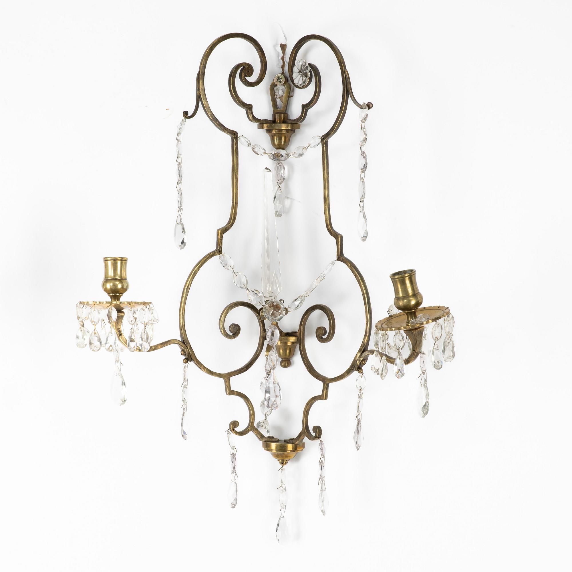 Wall appliques, a pair, circa 1900.