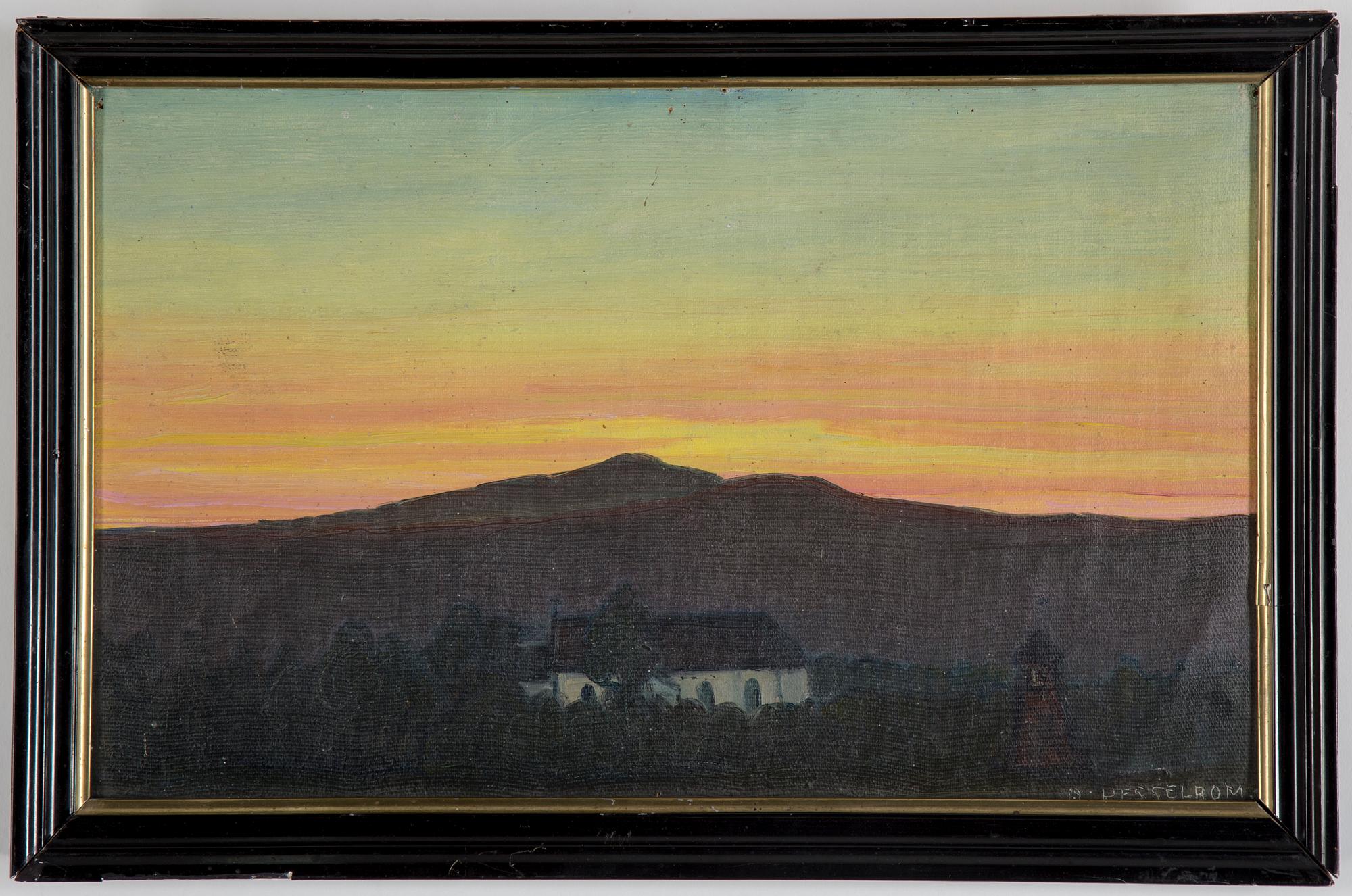 OTTO HESSELBOM, olja på duk uppklistrad på pannå. Signerad.