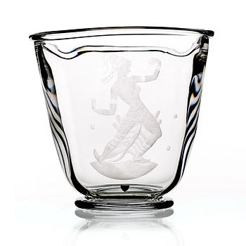 255. Simon Gate, an engraved glass vase, Orrefors 1954.