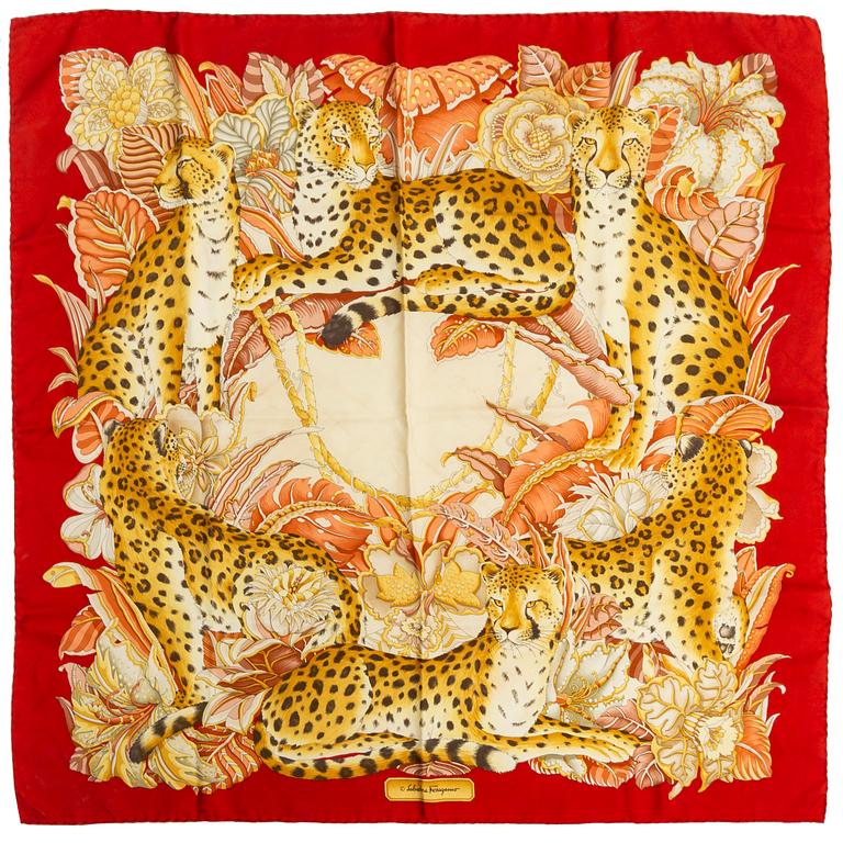 SALVATORE FERRGAMO, two silk scarves.