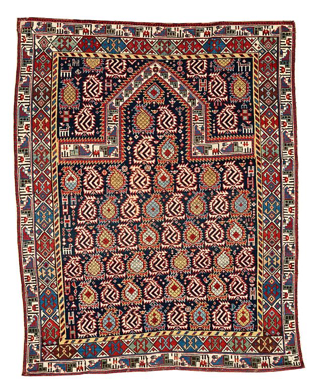 A RUG, an antique Marasali prayer rug, 19th century, ca 151 x 119 cm.