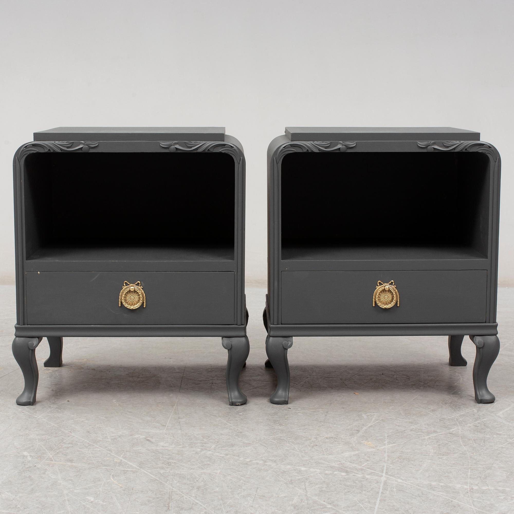 A pair of mid 20th century painted bedside tables.