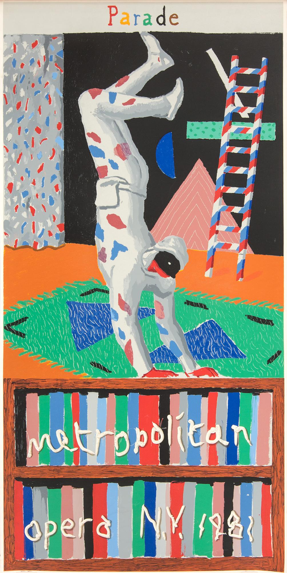 Silkscreen in colours by David Hockney, 1981, poster for the Metropolitan Opera, New York.