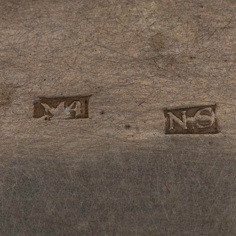 Dosa, guld, samt dosor, 4 st, silver. 1800-1900-tal.