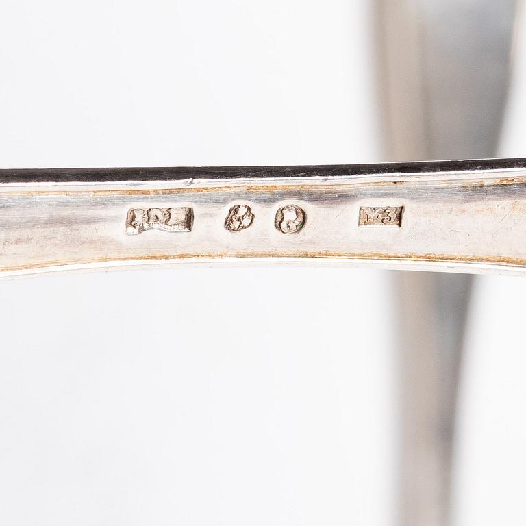 Four Swedish silver tablespoons, Gothenburg, 1796–1829.