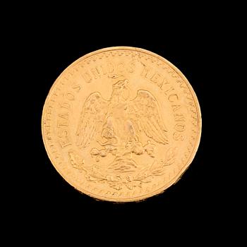 50 PESO GOLD MEXICO COIN, 1921-1928. Weight ca 42 grams.