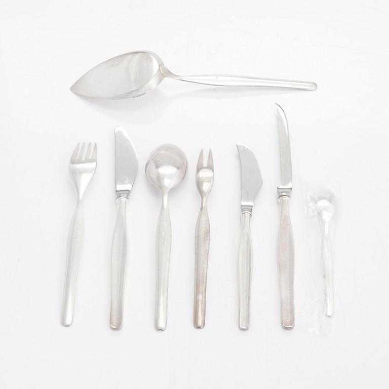 Tapio Wirkkala, bestickuppsättning, 28 st, silver, "Tapio", Kultakeskus, Tavastehus, mestadels 1950-60-tal.