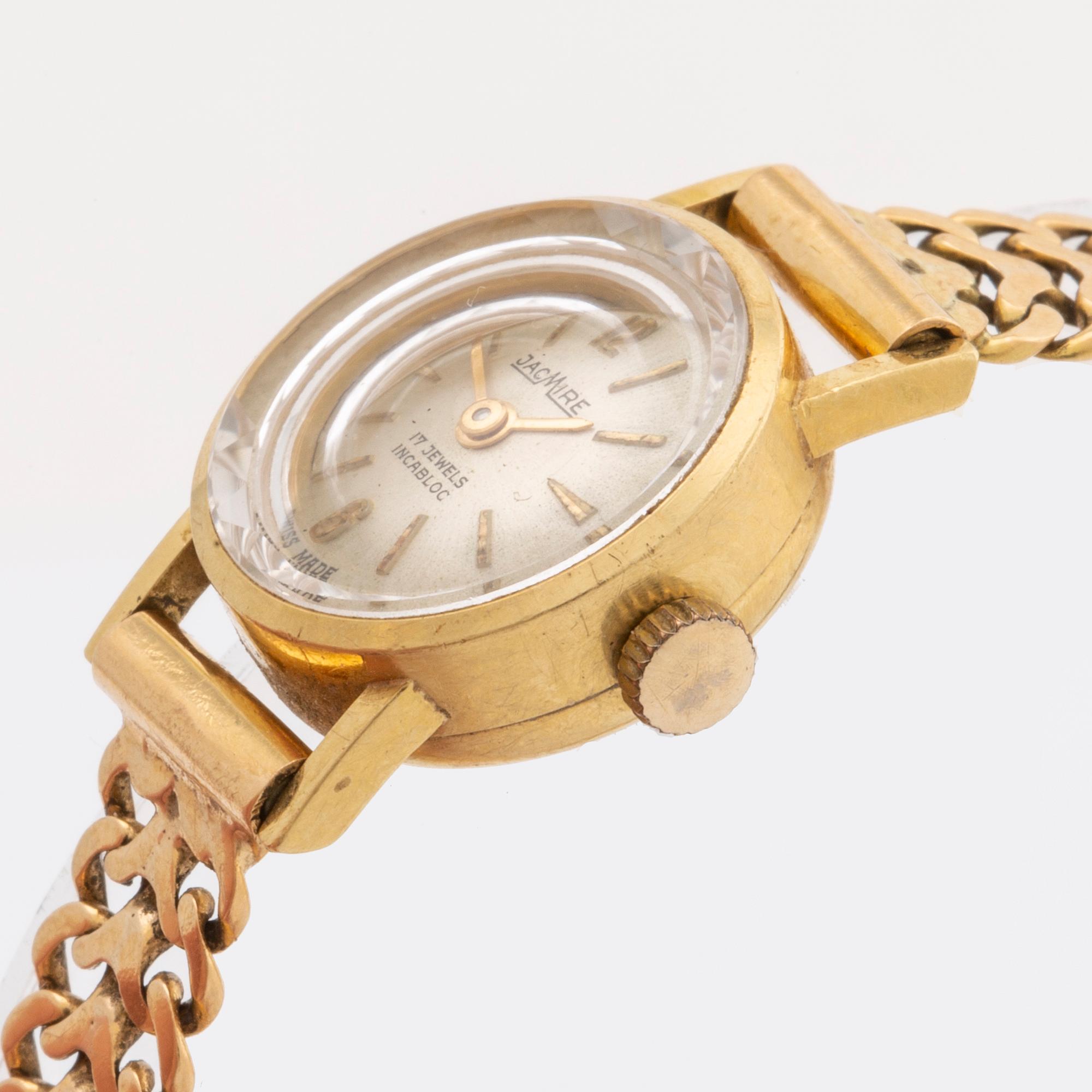 LADIES WRISTWATCH, JACMIRE, 17 jewels incabloc, 18K gold, 15 mm, manual, total weight 20,2 g.