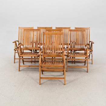 A 9 pcs stained teak garden suite by Brafab around 2000.
