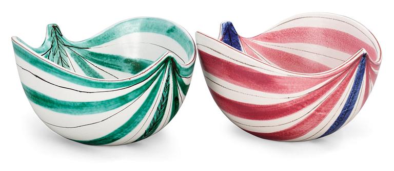 Two Stig Lindberg faience bowls, Gustavsberg Studio 1940-50's.