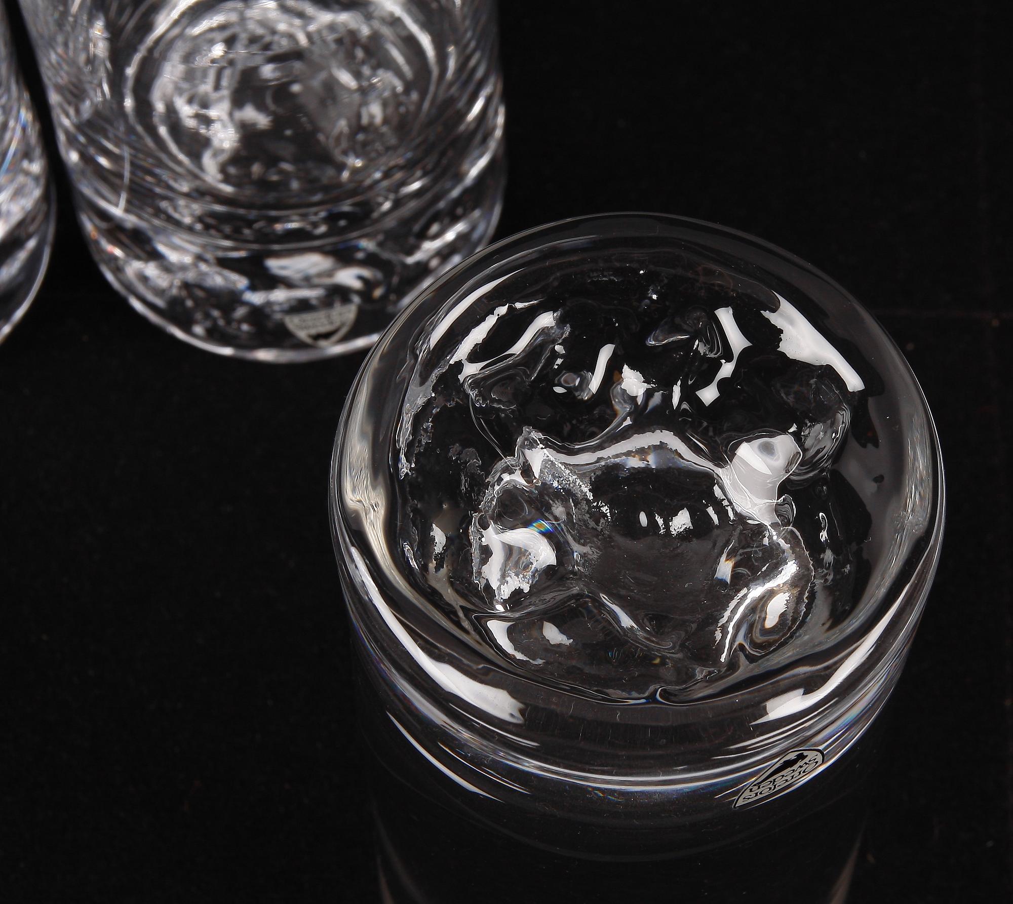 GROGGLAS, 8 st, "On the rocks", Martti Rytkönen, Orrefors, 2000-tal.