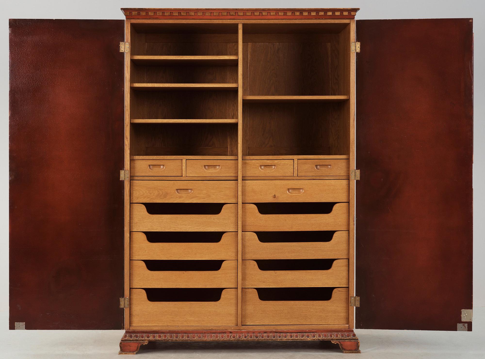 An Axel Einar Hjorth red lacquered wardrobe, 'Åbo', Nordiska Kompaniet 1929.