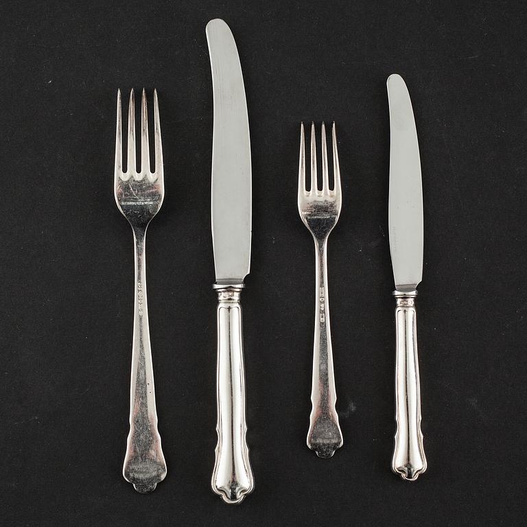 A mid 20th century silver tablewear set of 48 pc, "Chippendale" by GAB.