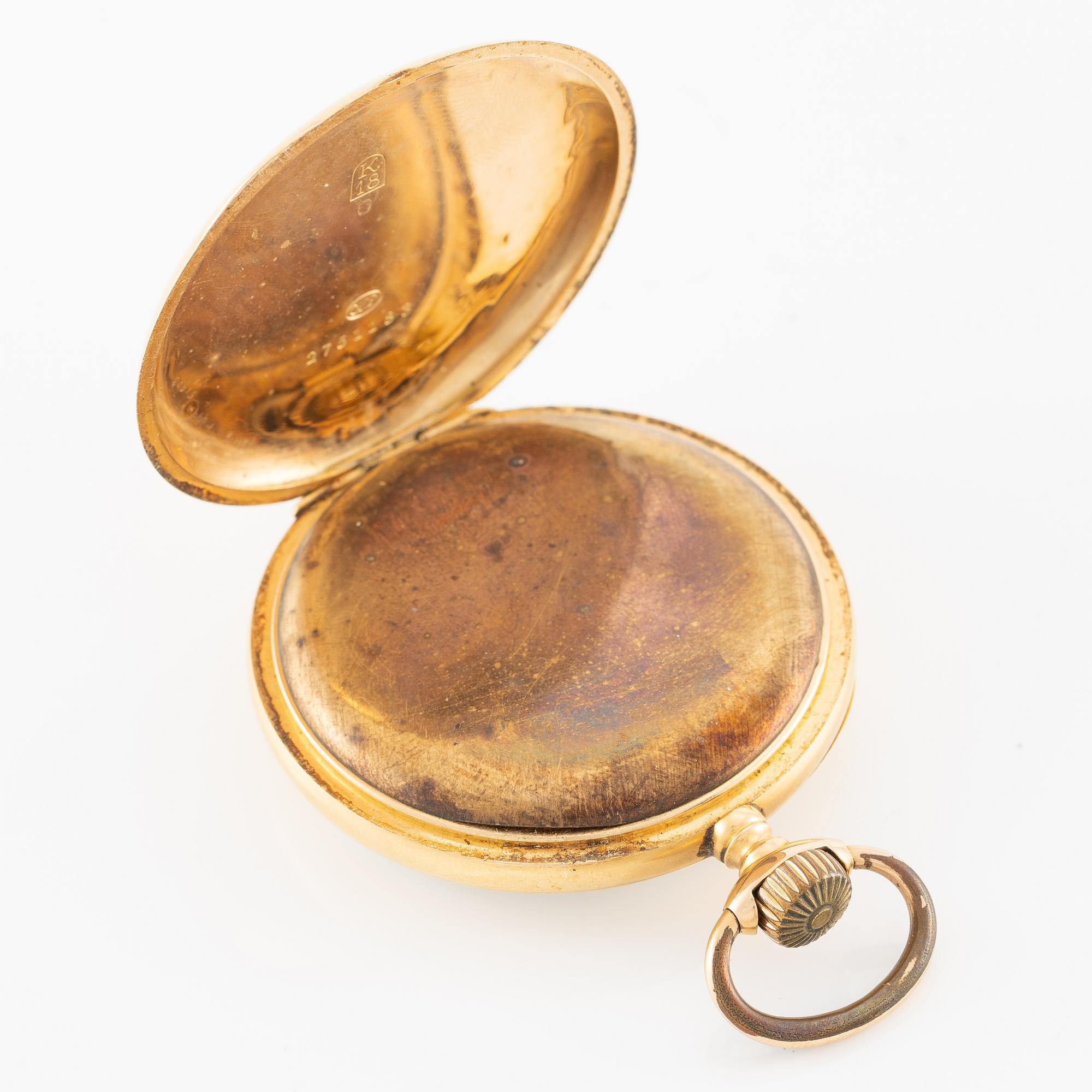 Longines, fickur, 18K guld, 49 mm.