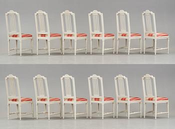 A set of twelve Gustavian late 18th century chairs.