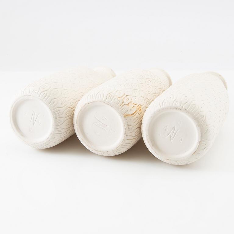 Gunnar Nylund, Vases 3 pcs, Nymölle Denmark.