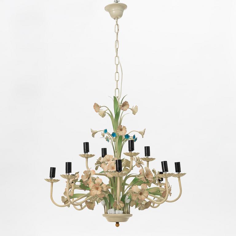 A metal ceiling light, probably Italy, second half of the 20th Century.