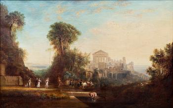 Nicolas Poussin In the manner of the artist, Bacchanal outside an antique city.