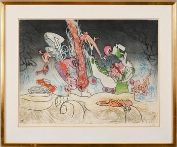 ROBERTO MATTA, färgetsning, sign, numr 68/100.