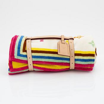 Louis Vuitton, A limited edition special order multicolor monogram beach towel with leather harness.